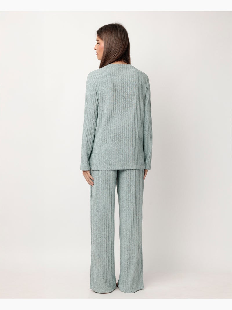 Pigiama tuta a coste a maniche lunghe da donna ADMAS HOME Blu acqua - Kiabi