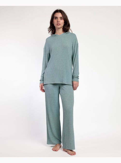 Pigiama tuta a coste con cappuccio a maniche lunghe da donna ADMAS HOME - Kiabi Pigiama tuta a coste con cappuccio a maniche lunghe da donna ADMAS HOME - Kiabi