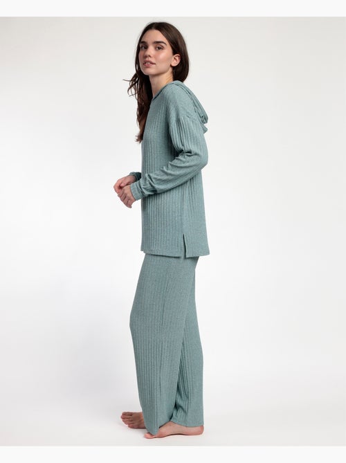 Pigiama tuta a coste con cappuccio a maniche lunghe da donna ADMAS HOME - Kiabi Pigiama tuta a coste con cappuccio a maniche lunghe da donna ADMAS HOME - Kiabi