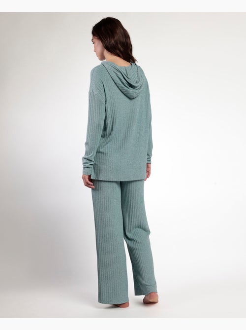Pigiama tuta a coste con cappuccio a maniche lunghe da donna ADMAS HOME - Kiabi Pigiama tuta a coste con cappuccio a maniche lunghe da donna ADMAS HOME - Kiabi