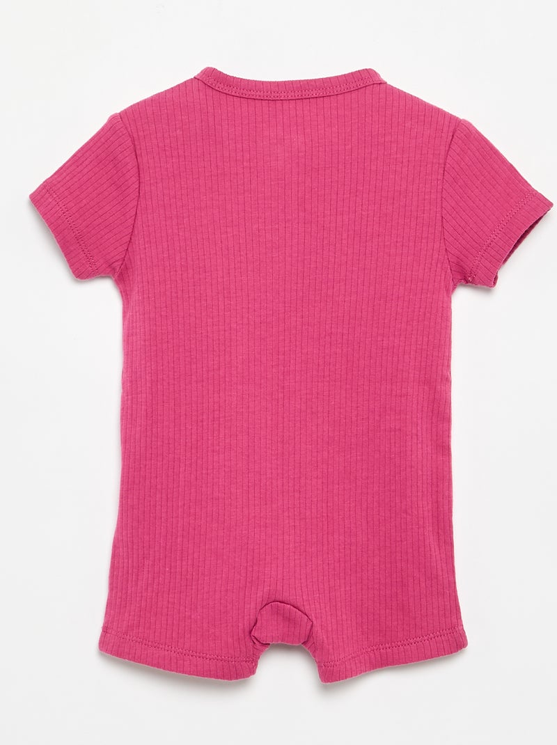 Pigiama tutina corto in maglia a costine Rosa - Kiabi