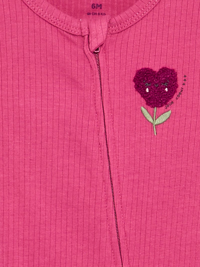 Pigiama tutina corto in maglia a costine Rosa - Kiabi