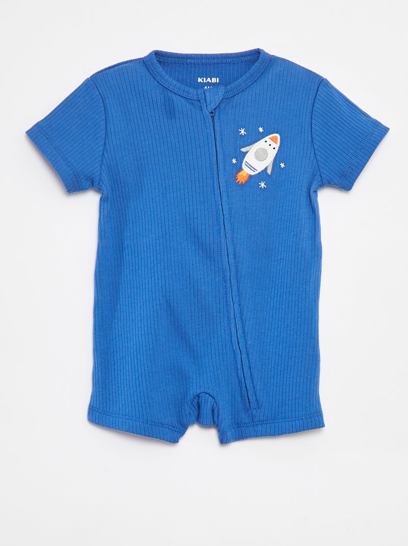 Pigiama tutina leggera maniche corte con zip Blu - Kiabi