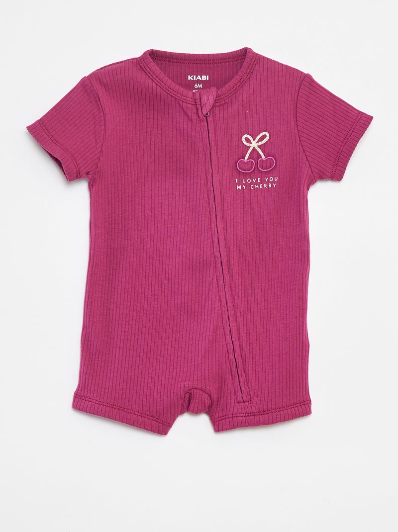 Pigiama tutina leggera maniche corte con zip Rosa - Kiabi