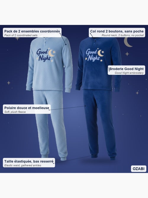 Pigiama uomo confezione da 2, pile morbida e soffice, ricamo ozabi - Kiabi Pigiama uomo confezione da 2, pile morbida e soffice, ricamo ozabi - Kiabi