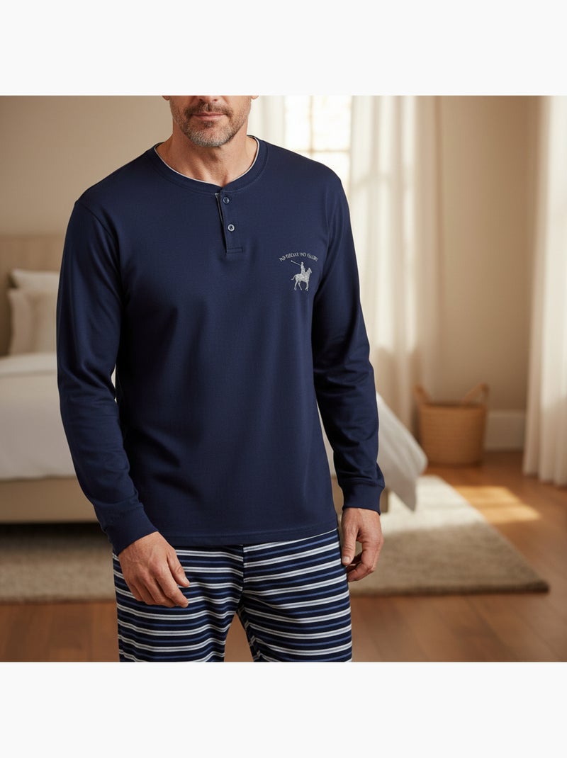 Pigiama uomo in pile con ricamo ozabi Blu marino - Kiabi