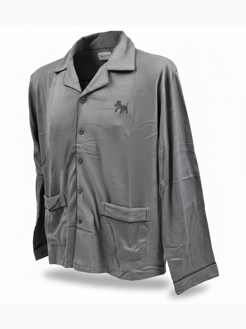 Pigiama Uomo Inverno Pile Abbottonato C2530 Grigio - Kiabi