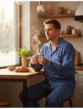 Pigiama Uomo Inverno Pile Bottonato C2529