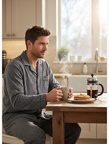 Pigiama Uomo Inverno Pile Bottonato C2529