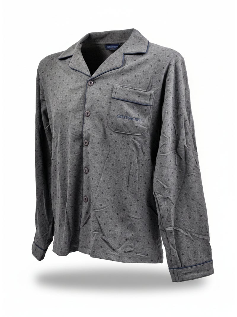 Pigiama Uomo Inverno Pile Bottonato C2529 Grigio - Kiabi