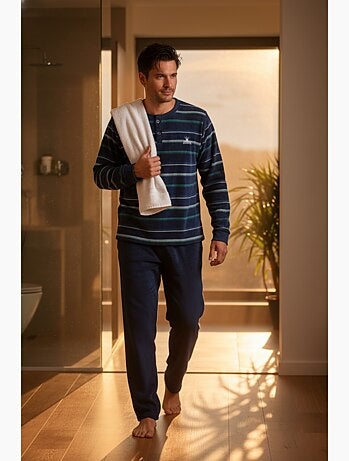 Pigiama Uomo Inverno Pile Morbido ADVENTURE J2565