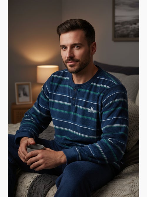 Pigiama Uomo Inverno Pile Morbido ADVENTURE J2565 - Kiabi