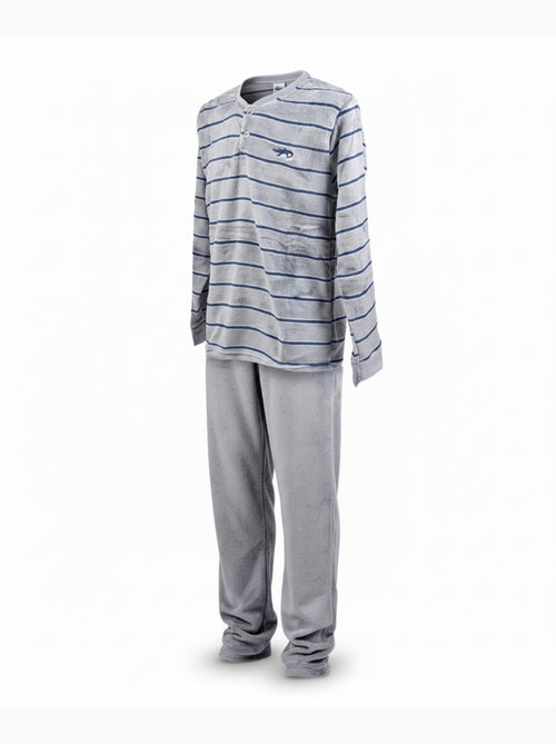 Pigiama Uomo Inverno Pile Morbido RAYURE Z2654 - Kiabi