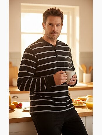 Pigiama Uomo Inverno Pile Morbido RAYURE Z2654