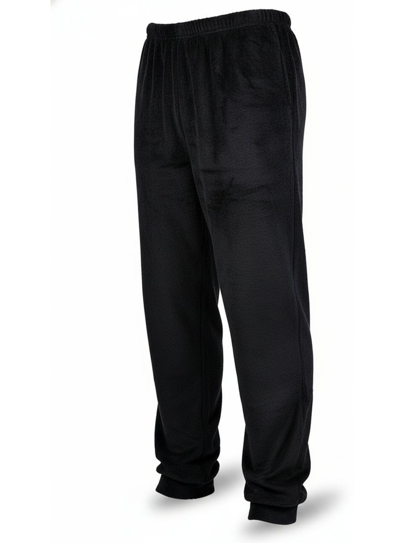 Pigiama Uomo Inverno Pile Morbido RAYURE Z2654 Nero - Kiabi