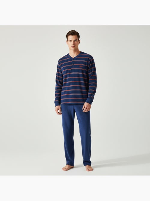 Pigiama Uomo Inverno Pile Morbido RIGHE Z2654 - Kiabi Pigiama Uomo Inverno Pile Morbido RIGHE Z2654 - Kiabi