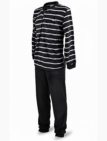 Pigiama Uomo Inverno Pile Morbido RIGHE Z2654