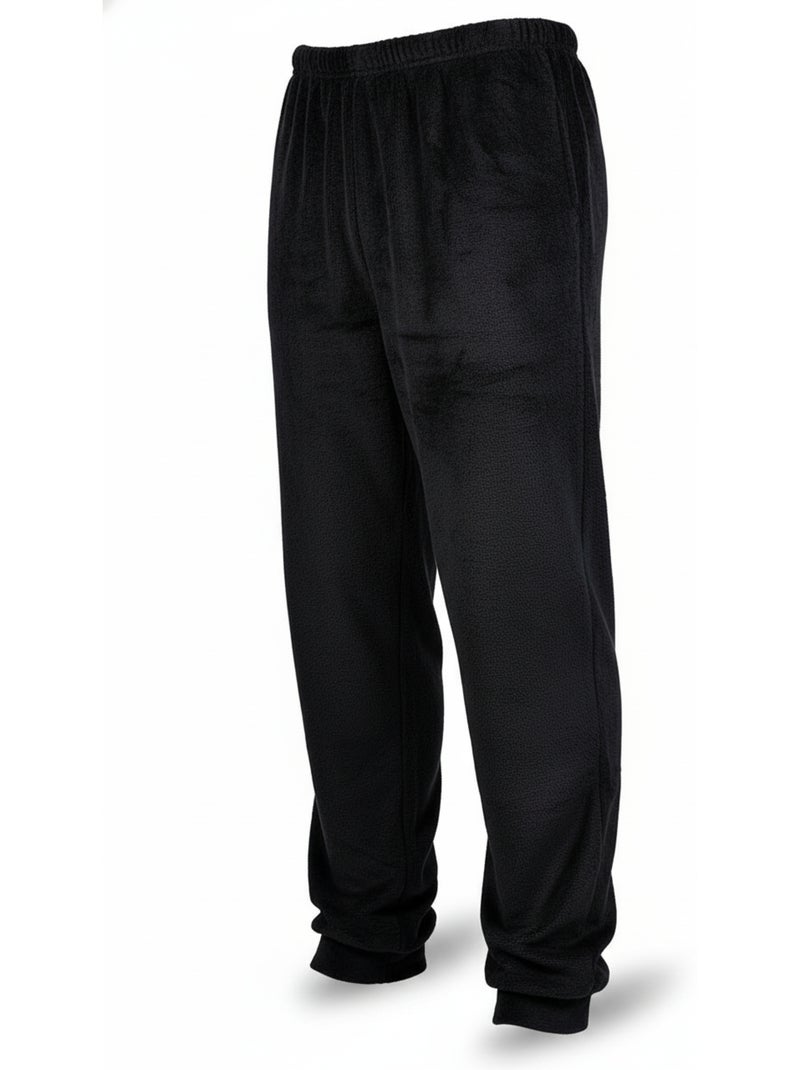 Pigiama Uomo Inverno Pile Morbido RIGHE Z2654 Nero - Kiabi