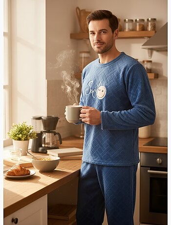 Pigiama Uomo Inverno Pile Morbido SMILE