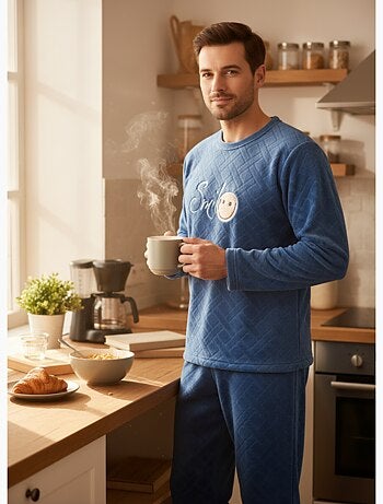 Pigiama Uomo Inverno Pile Morbido SMILE Confezione da 2