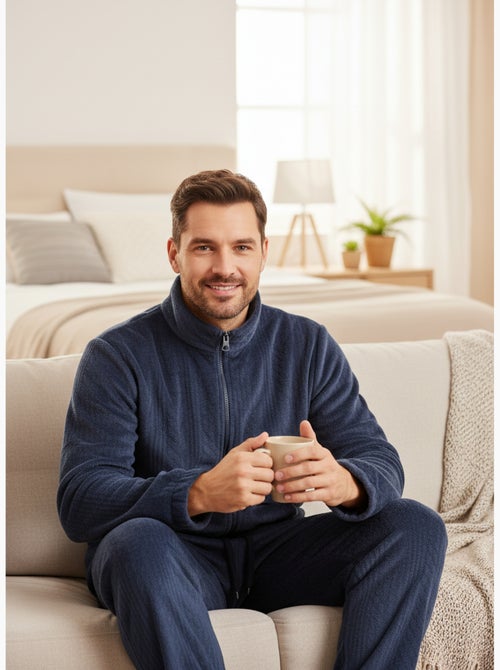 Pigiama Uomo Inverno Pile Morbido ZIP - Kiabi