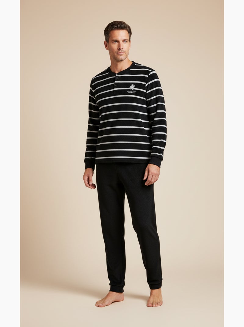 Pigiama Uomo Inverno Pile SECRET CLUB Z2653 Nero - Kiabi