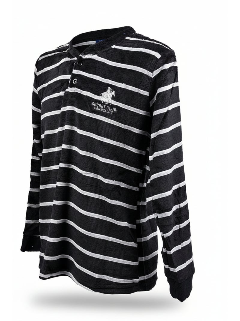 Pigiama Uomo Inverno Pile SECRET CLUB Z2653 Nero - Kiabi