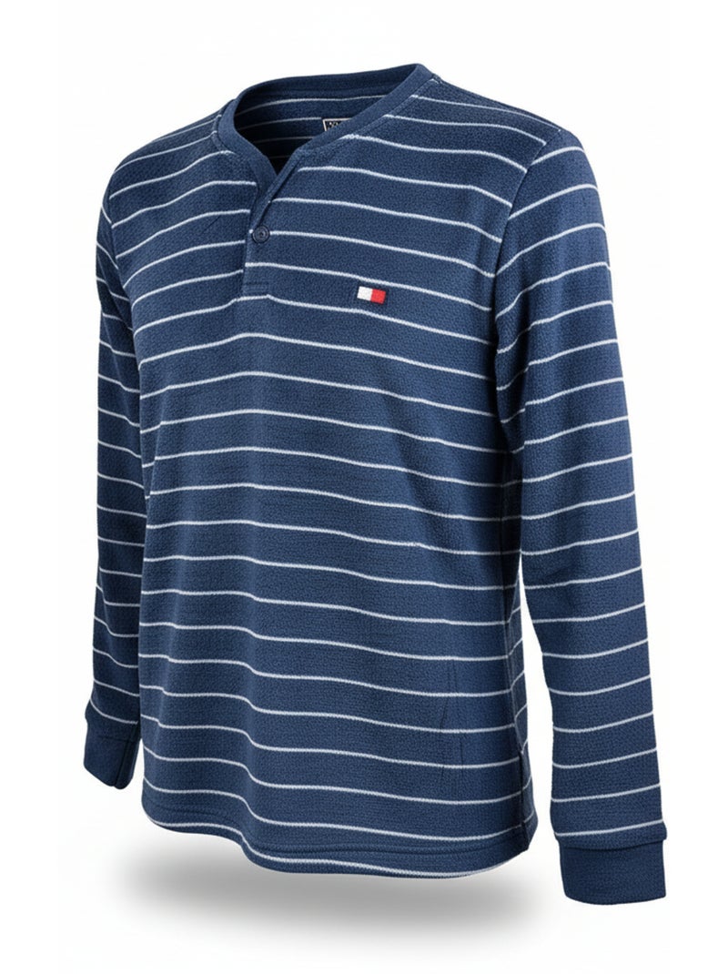 Pigiama Uomo Inverno Pile ULTRA Morbido Z2655 Blu marino - Kiabi