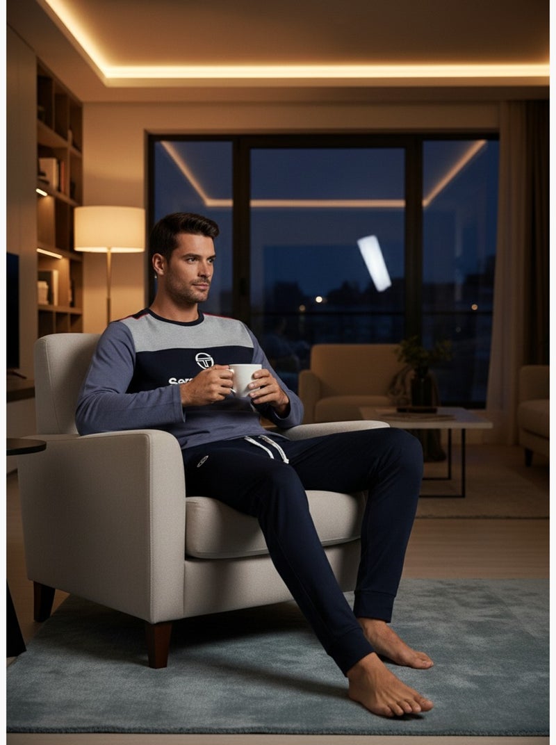 Pigiama Uomo Longo SERGIO TACCHINI Blu Grigio Nero - Kiabi