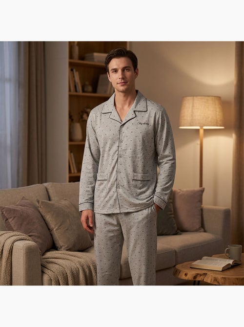 Pigiama Uomo Lungo Bottoni Collo Camicia Ultra Morbido OZABI - Kiabi Pigiama Uomo Lungo Bottoni Collo Camicia Ultra Morbido OZABI - Kiabi