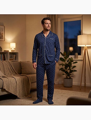 Pigiama Uomo Lungo Bottoni Collo Camicia Ultra Morbido OZABI