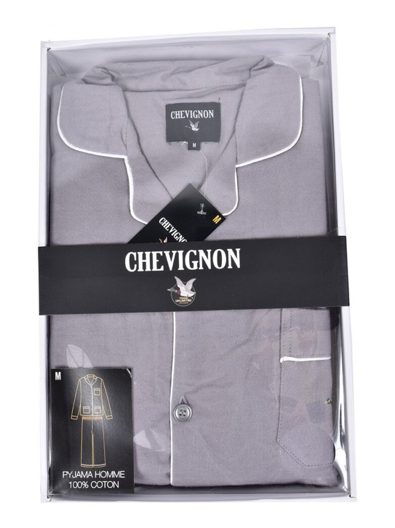 Pigiama Uomo Lungo CHEVIGNON Abbottonato Grigio - Kiabi