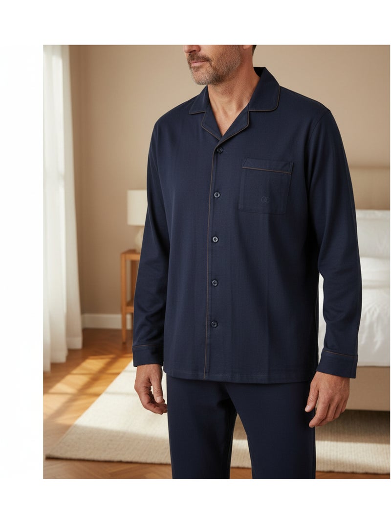 Pigiama Uomo Lungo Completamente Bottoni Cotone 100% OLIVER GRANT PARIS Blu marino - Kiabi