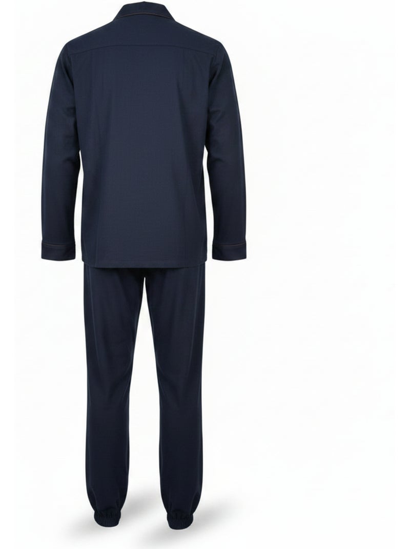 Pigiama Uomo Lungo Completamente Bottoni Cotone 100% OLIVER GRANT PARIS Blu marino - Kiabi