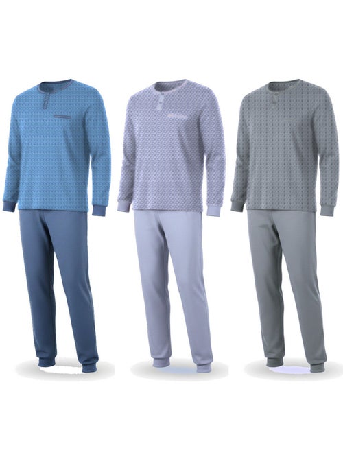 Pigiama uomo lungo confezione da 3, cotone foderato pile, collo bottoni ozabi - Kiabi Pigiama uomo lungo confezione da 3, cotone foderato pile, collo bottoni ozabi - Kiabi