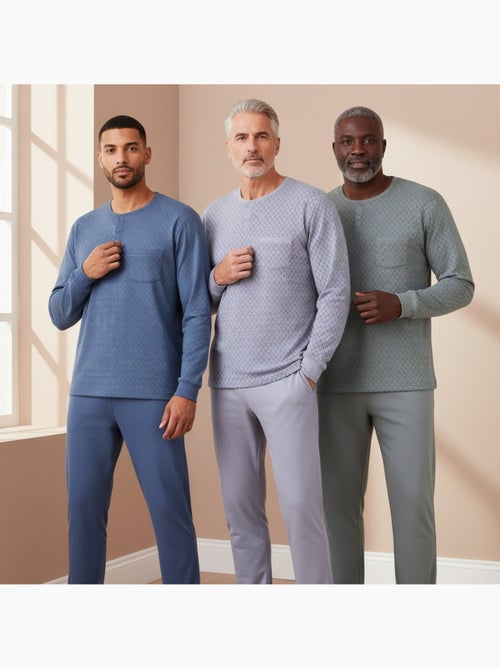 Pigiama uomo lungo confezione da 3, cotone foderato pile, collo bottoni ozabi - Kiabi Pigiama uomo lungo confezione da 3, cotone foderato pile, collo bottoni ozabi - Kiabi