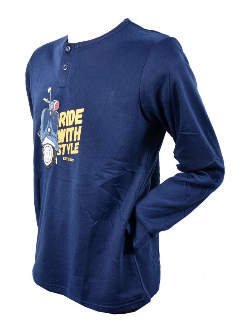 Pigiama Uomo Lungo SWEET SECRET Blu marino - Kiabi