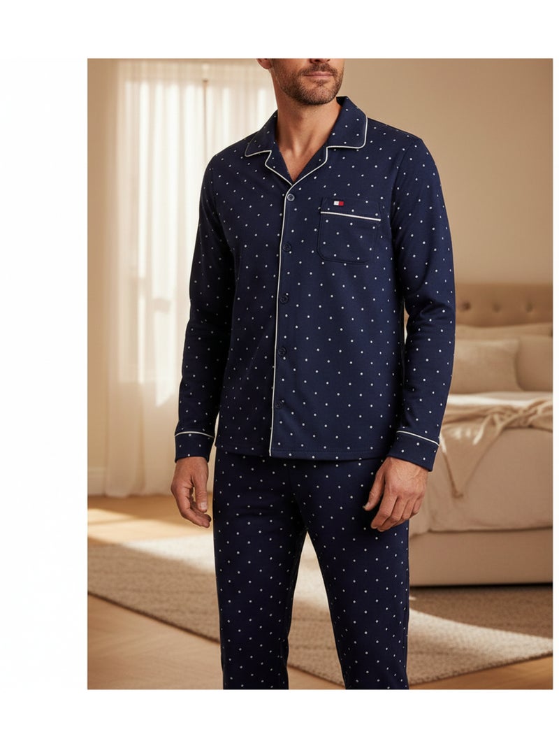 Pigiama uomo ozabi bottoni pile pois piccoli Blu marino - Kiabi