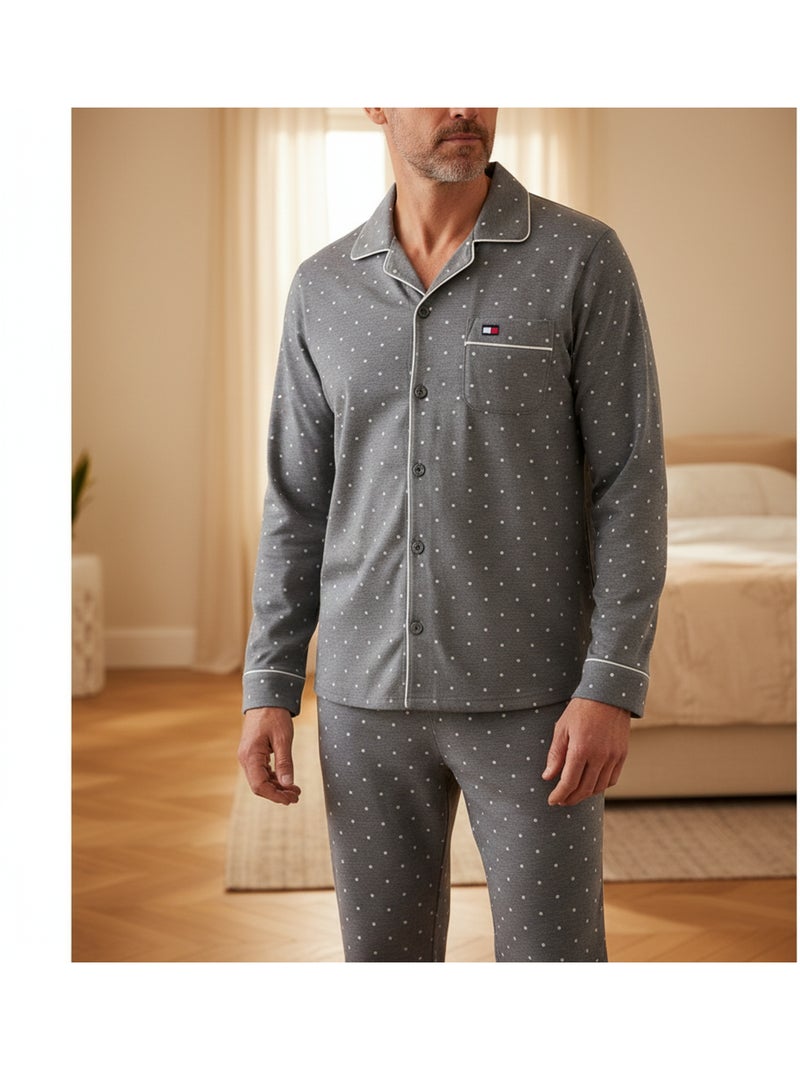 Pigiama uomo ozabi bottoni pile pois piccoli Grigio - Kiabi