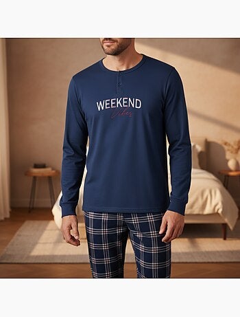 Pigiama uomo ozabi pile ricamo weekend vibes