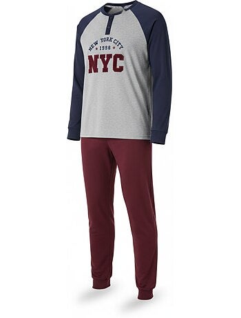Pigiama uomo pile foderato ricamo new york ozabi