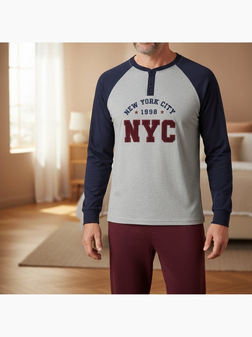 Pigiama uomo pile foderato ricamo new york ozabi - Kiabi Pigiama uomo pile foderato ricamo new york ozabi - Kiabi
