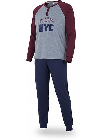 Pigiama uomo pile foderato ricamo new york ozabi