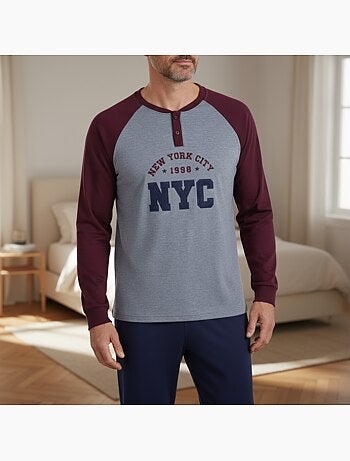 Pigiama uomo pile foderato ricamo new york ozabi