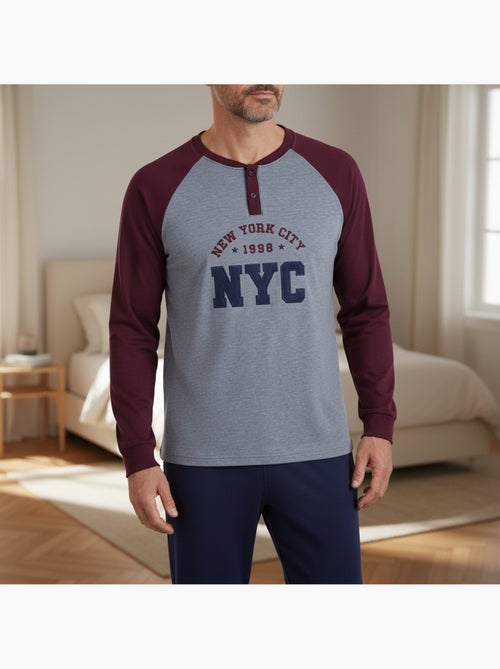 Pigiama uomo pile foderato ricamo new york ozabi - Kiabi Pigiama uomo pile foderato ricamo new york ozabi - Kiabi