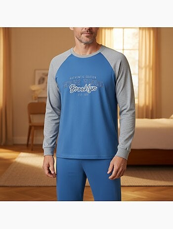 Pigiama uomo pile raglan ricamato ozabi