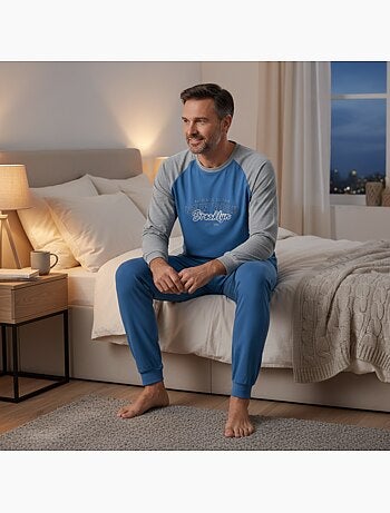 Pigiama uomo pile raglan ricamato ozabi