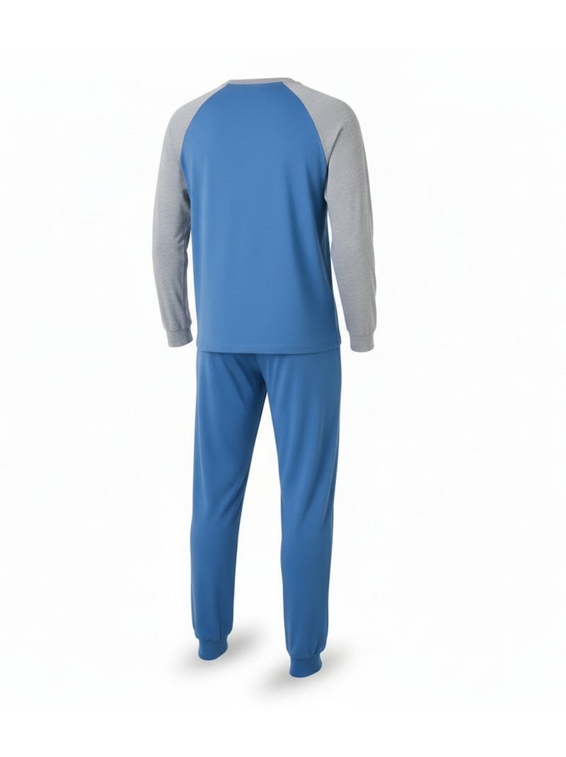 Pigiama uomo pile raglan ricamato ozabi Blu - Kiabi