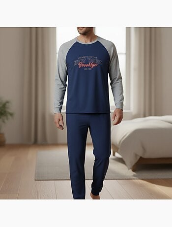 Pigiama uomo pile raglan ricamato ozabi