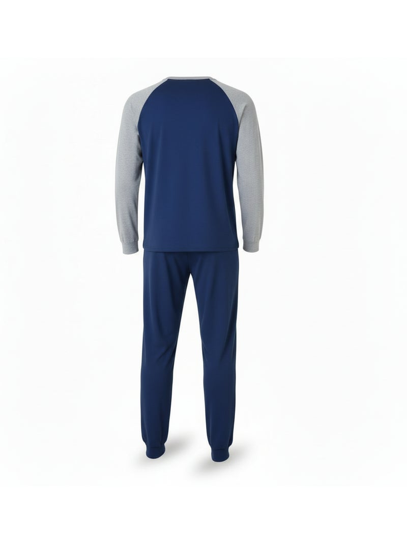 Pigiama uomo pile raglan ricamato ozabi Blu marino - Kiabi